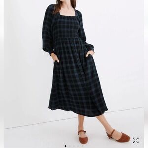 Madewell Plaid Midi Dress Double Gauze